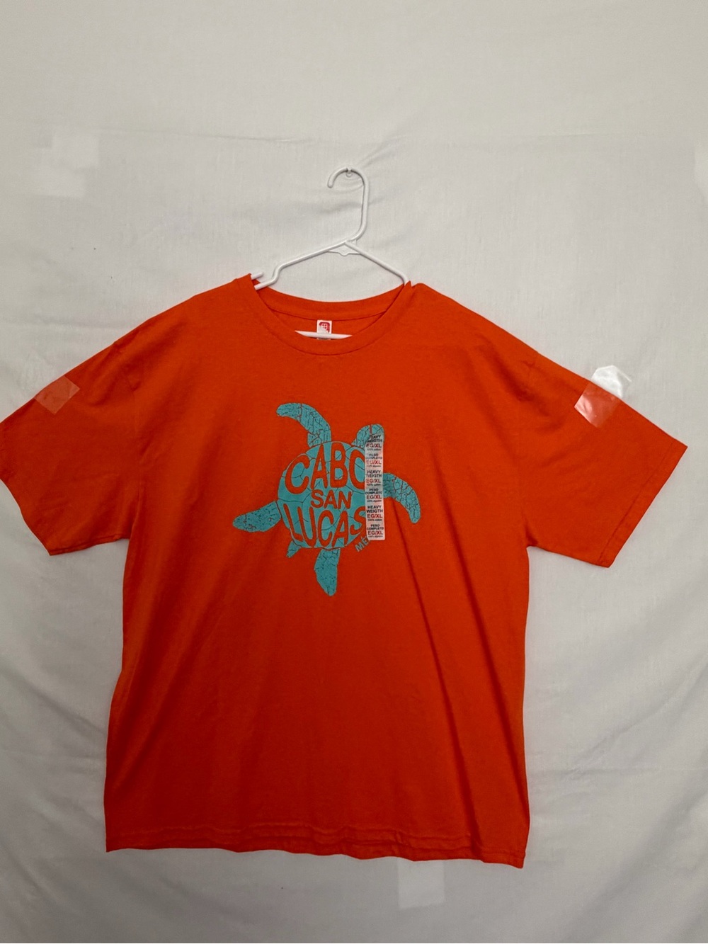 NWT Euro Cotton Unisex Orange Cabo San Lucas Sea Turtle Graphic Shirt Sz XL(A867